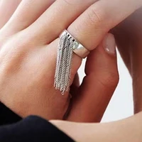 trendy tassel rings for women silver circle charm ring creative unique chain thai nightclub party aesthetic jewelry accessories