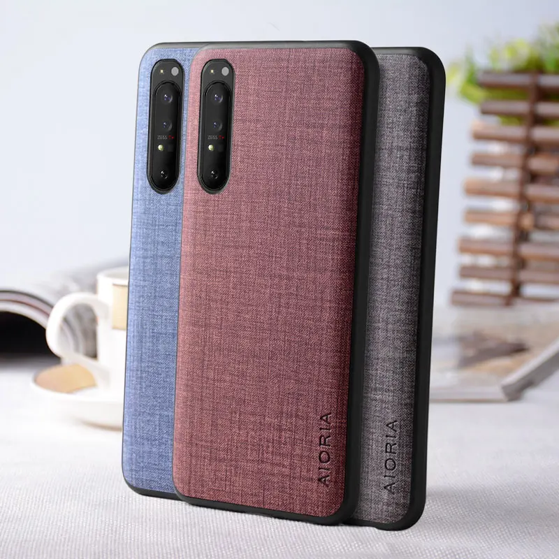 

Case for Sony Xperia 1 10 5 iii funda Textile texture Leather Soft TPU&Hard PC phone cover for sony xperia 1 iii case capa