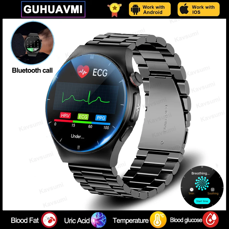 

Смарт-часы мужские с Bluetooth и функцией измерения уровня сахара в крови