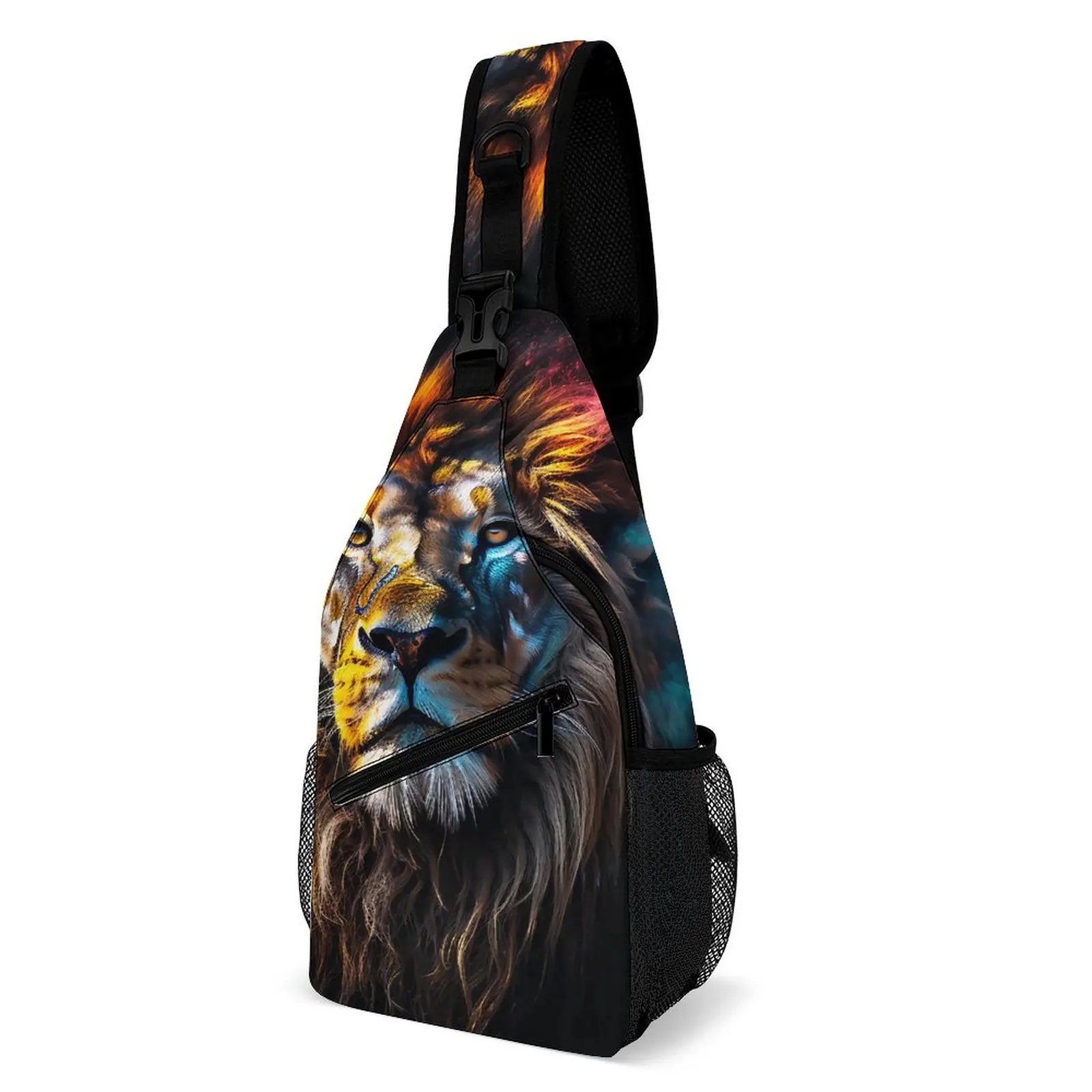 

Lion Shoulder Bags Animal Head Running Chest Bag Men Trekking Graphic Sling Bag Fashion School Crossbody Bags