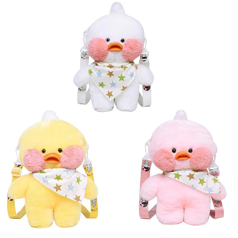 

29cm Cartoon Cute LaLafanfan Cafe Duck Plush Backpack Kawaii Toys Stuffed Crossbody Bag Doll Shoulder School Bag for Girls Gift