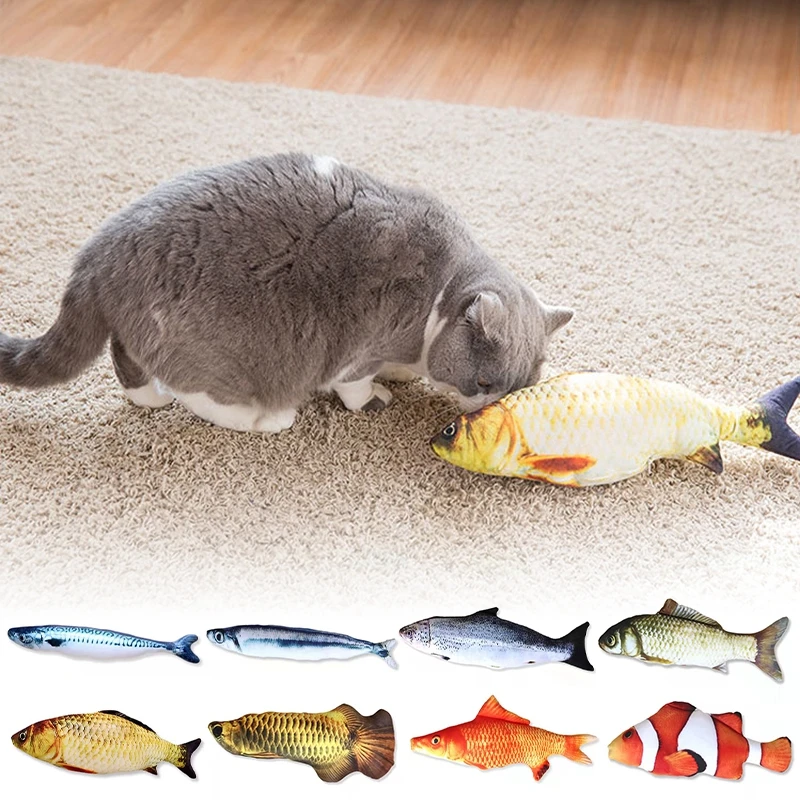

Pet Cat Toys Plush Simulation Fish Catnip Anti-Bite Stuffed Pillow Interactive Chew Cats Soft Training Entertainment Supplies