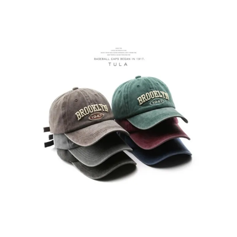 

New All-purpose Hats For Men And Women Plain Washed With Cotton Lettering Embroidered 1947 Baseball Caps For Men And Women Casua