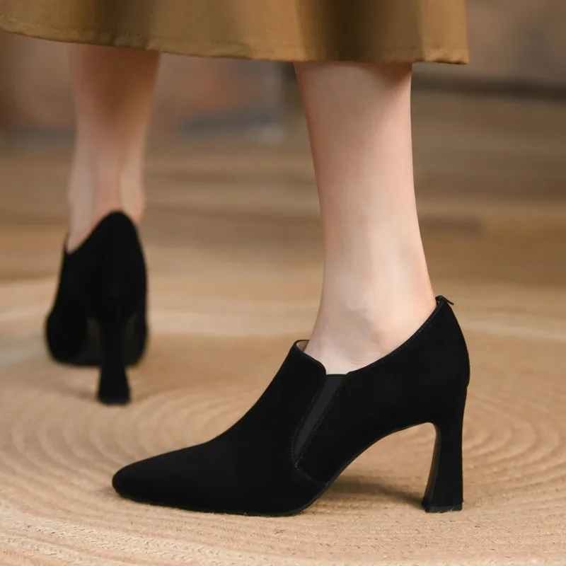 

Pointed High Heels Female Spring Autumn Retro Thick Heel Party Single Shoes Fashion Non-slip Comfort Pumps Zapato De Tacon