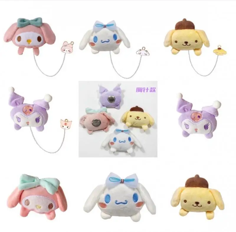 

Новинка Kawaii Милая Sanrio Kuromi Mymelody Cinnamoroll Pom пуриновая брошь значок цепочка орнамент Ins подруга подарки игрушки для девочек