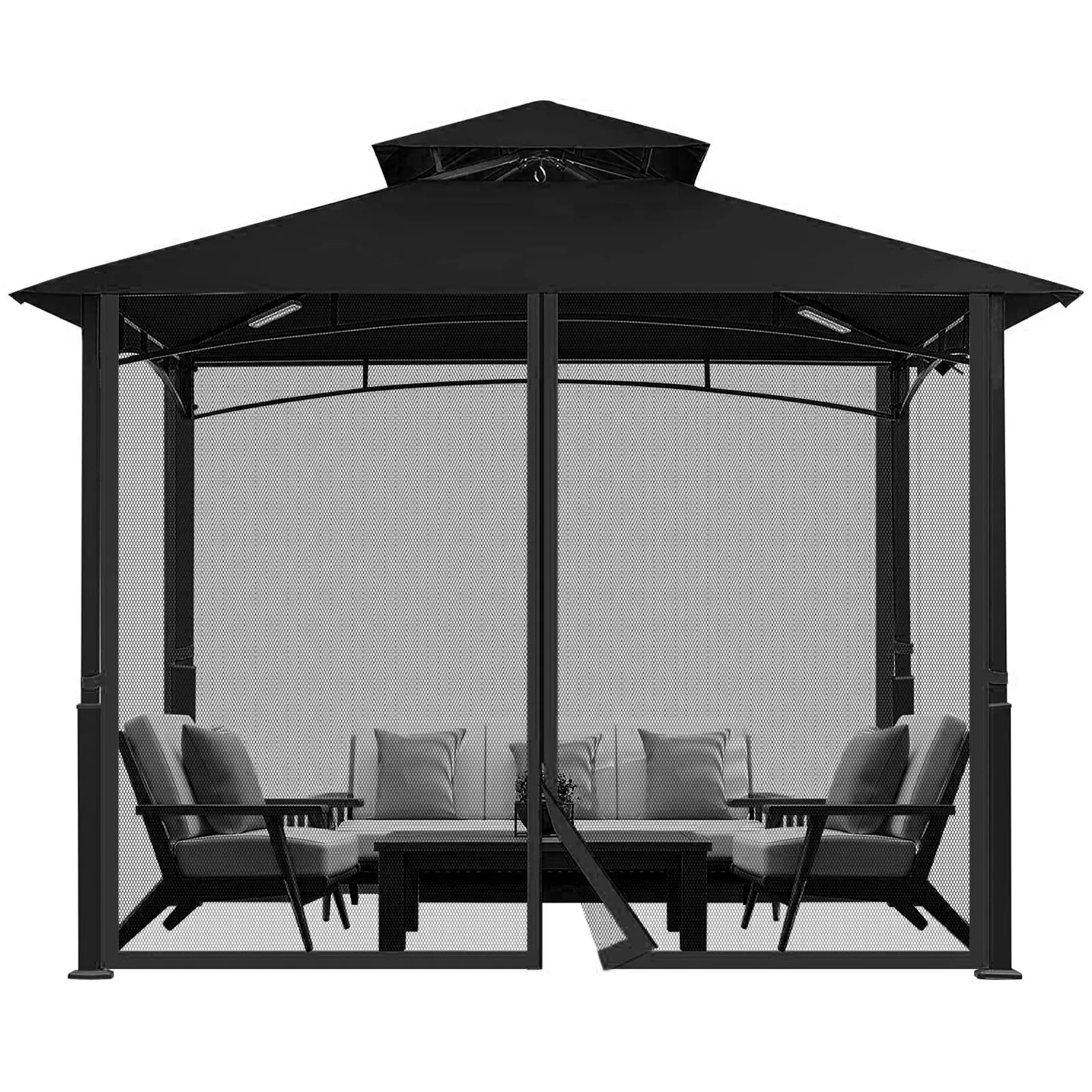 

4-panel Sidewall Gazebo Replacement Zippers Canopy Mosquito Curtain Patio With For Netting Outdoor Net Universal Screen Garden