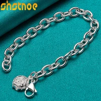 925 sterling silver rose flower pendant chain bracelet for women party engagement wedding birthday gift fashion charm jewelry