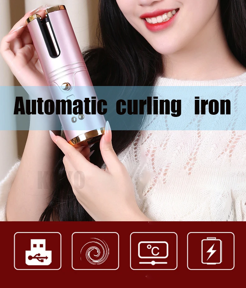 Automatic Curling iron Wireless USB Charging Hair Curler Home Portable Styling Tool Wavy Curly Hair Bangs Bending Hair Curler