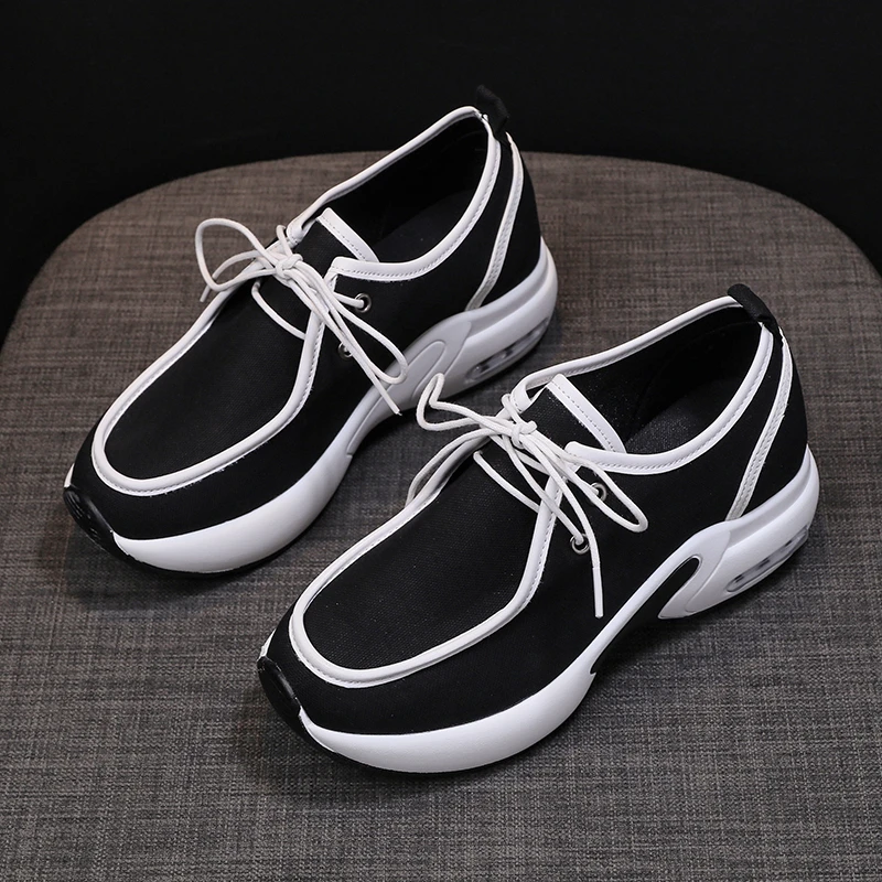 

Women Platform Orange Sneakers 2023 New Canvas Lace Up Casual Shoes Woman Breathable Height Increasing Vulcanized Shoes