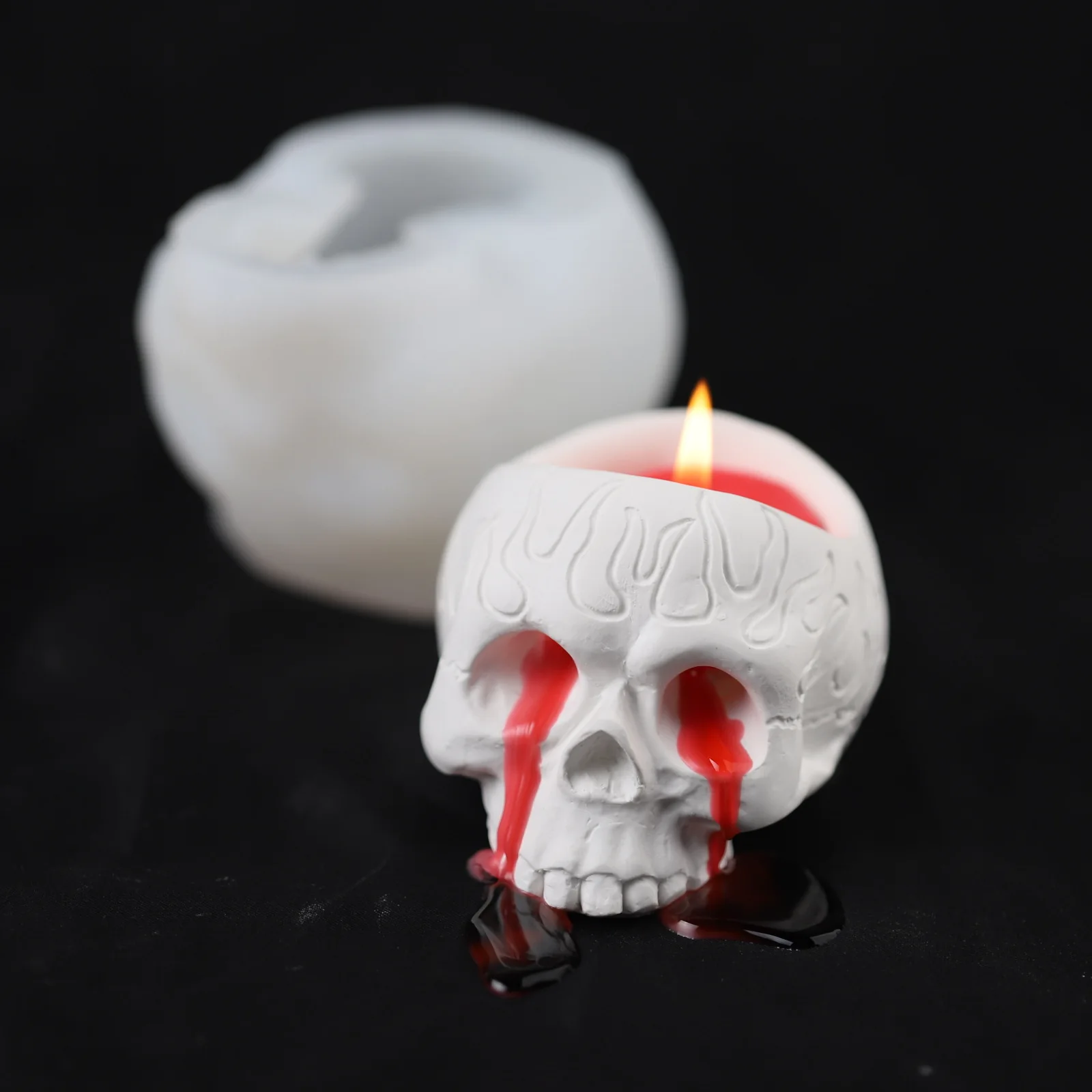 

New Skull Candle Holder Scented Candle Mold Creative Plaster Decoration Baking Skull Cake Silicone Mold Candle Making Kit