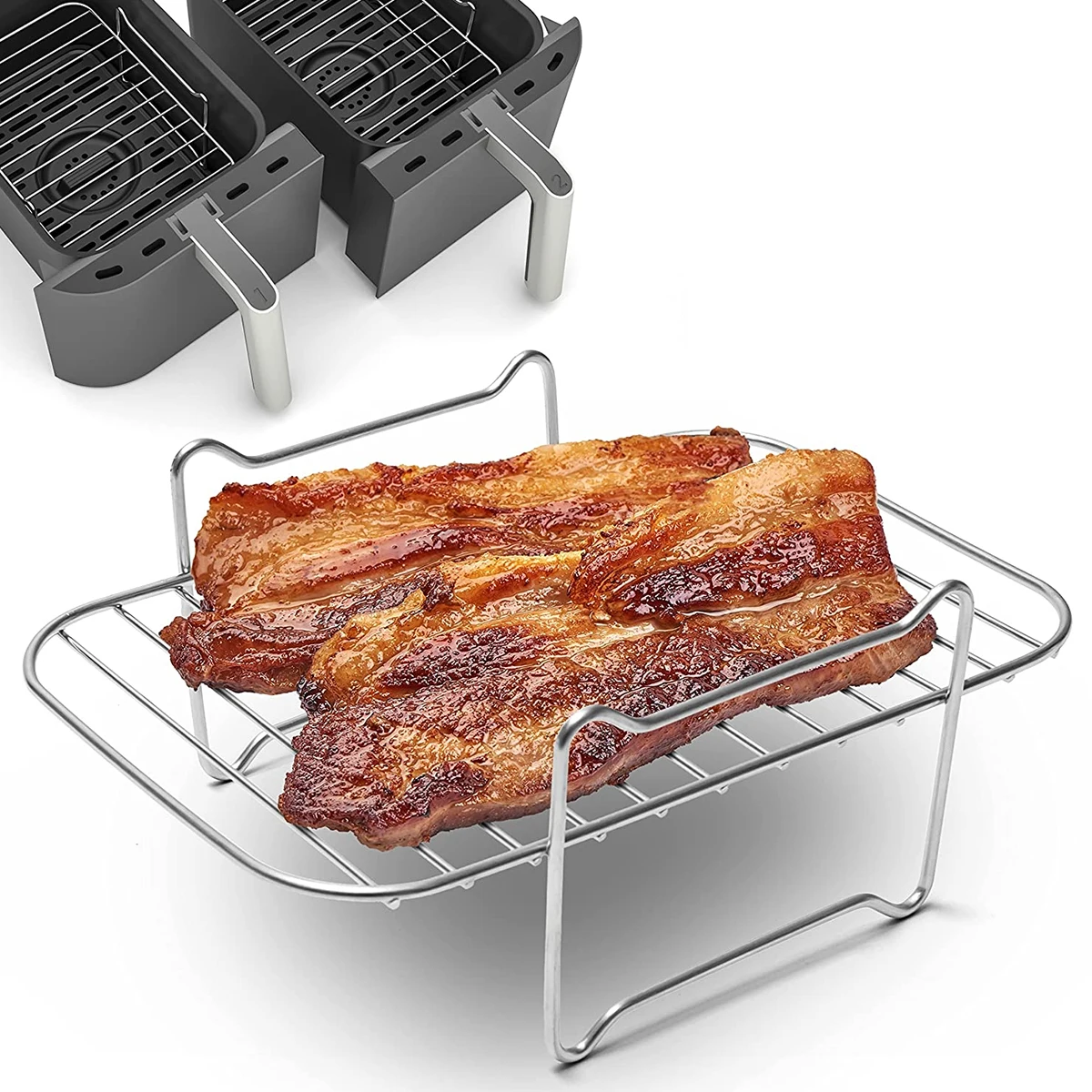 

Stainless Steel Air Fryer Rack for Double Basket Air Fryers Grilling Rack Baking Roasting Air Fryer Accessories Cooking Rack