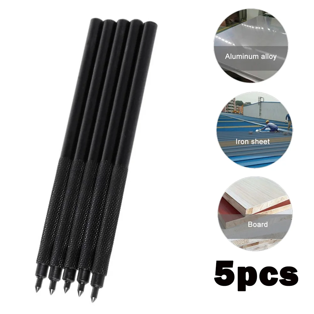 

5pcs 120*5mm Black Alloy Scriber Scribe Pen Carbide Tip For Ceramic Metal Glass Olate Making Marks Scriber Tools Hand Tools