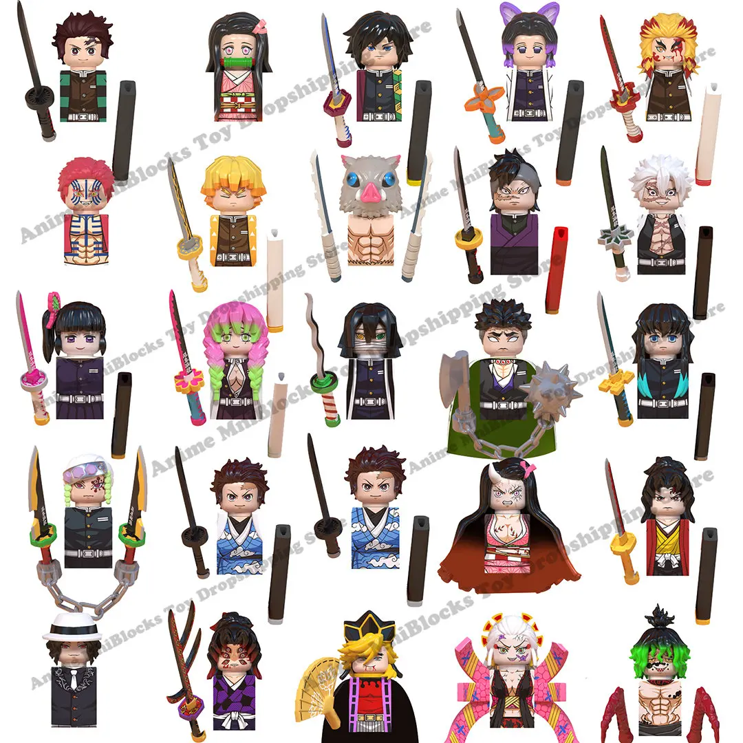 Wm Blocks 6116 6137 6138 Demon Slayer Tanjirou Nezuko Inosuke Zenitsu Giyuu Rengoku Uzui Tengen Anime Bricks Building Blocks