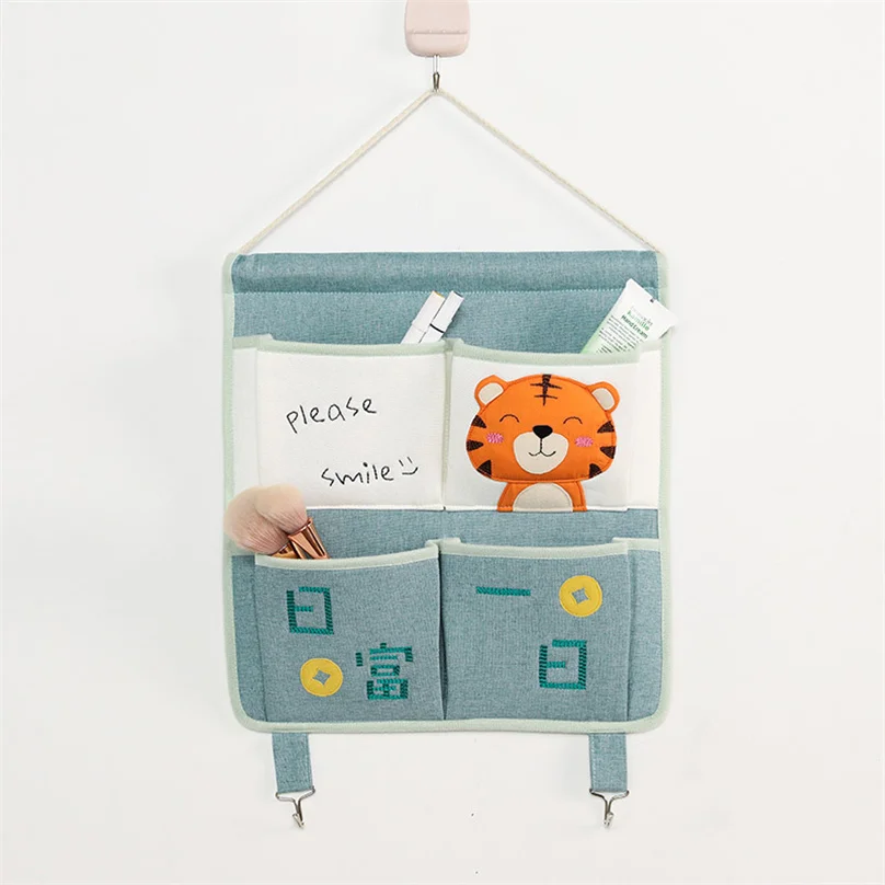 

Cartoon Hanging Bag Wall Organizer Door Back Wall Mounted Multi-grid Storage Bag Student Dormitory Pouches Sundries Containers