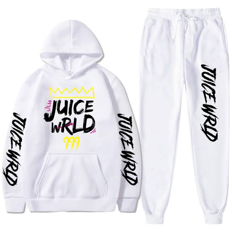 

Casual Men Sets Hoodies+Pants Sportswear Juice WRLD Print Fleece Pullover Joggers Sweatpants Autumn Winter Harajuku Tracksuit