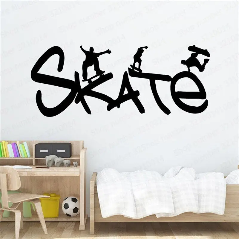

Skate Cartoon Wall Decals Pvc Mural Art Diy Poster for Living Room Bedroom Art Decor Wallpaper PW40