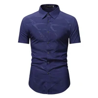 high quality mens casual cotton printed shirt short sleeve dress shirt slim fit button down shirts