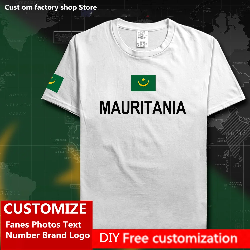 

MAURITANIA Cotton T shirt Custom Jersey Fans DIY Name Number Brand LOGO High Street Fashion Hip Hop Loose Casual T-shirt MR MRT