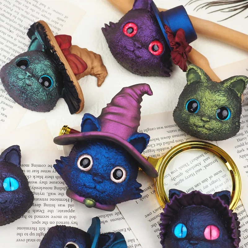 

2pcs/set DIY Epoxy Cat Mold Halloween Witch Cat Lolita Demon Cat Head Frosted Silicone Casting Resin Molds Decorating Tools