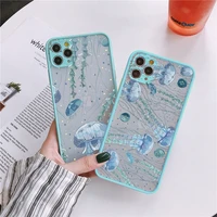 cute cartoon jellyfishes printed phone case for iphone 7 8 plus se 2020 x xr xs max 12 13 mini 11 pro max matte shockproof cover