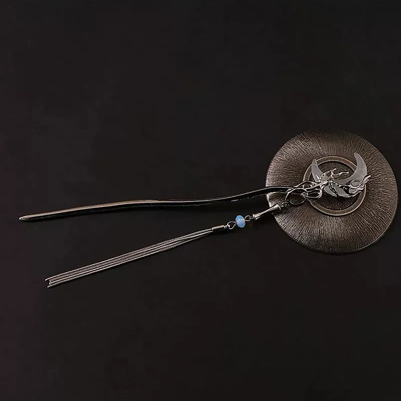 Изысканная заколка для волос в форме цветка Луны жемчуга бахромы диск палочки
