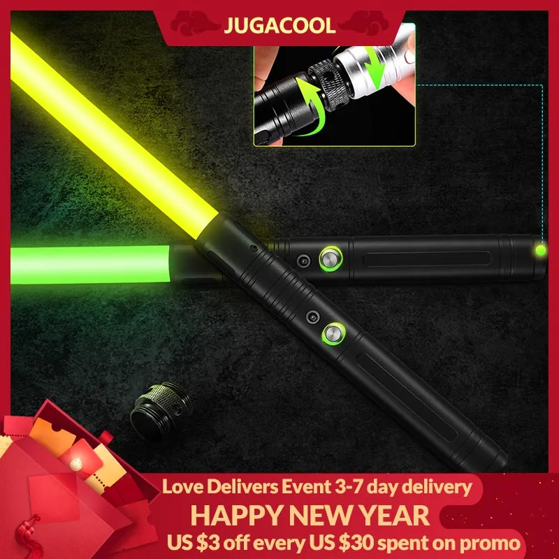 

2 Pack for Lightsaber Combat RGB 7 Colors Change+Sound Effect FX Duel Metal Handle Cosplay Jedi Laser Sword Kids Bdays Xmas Gift