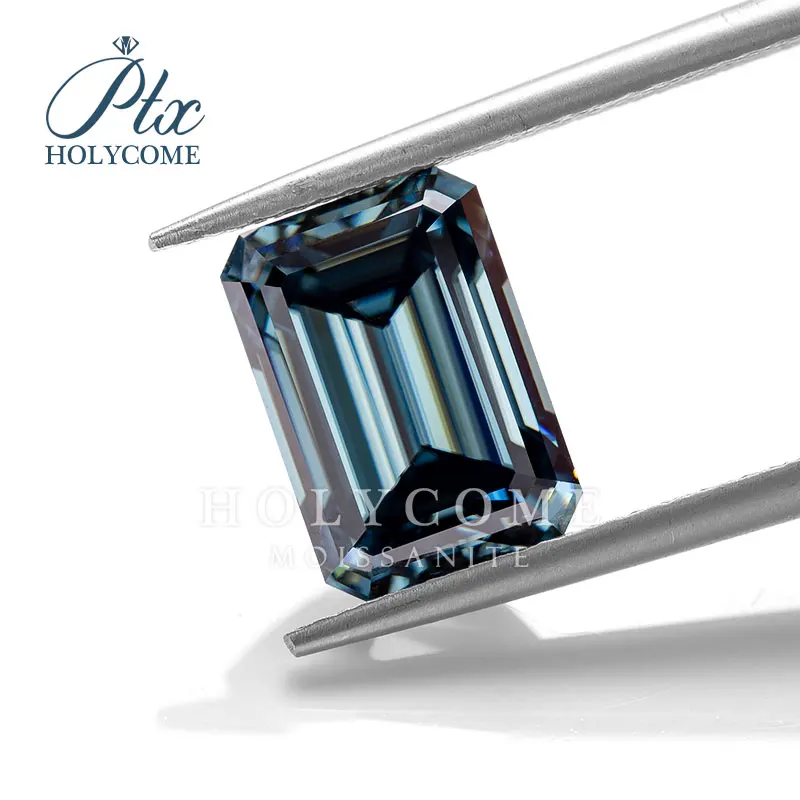 Holycome Certificated Moissanite GRA VVS1 Dark Blue Emerald Brilliant Cut Factory Price Loose Supplier Grobal |