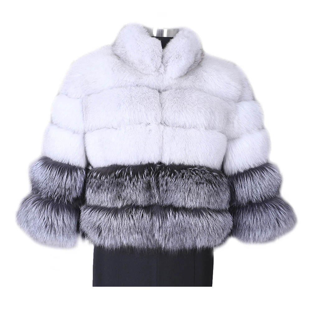

LaVelache 100% Real Fox Fur Coat Winter Women's Warm Jacket Natural Fur Streetwear Stand Collar Fashion PLus Size
