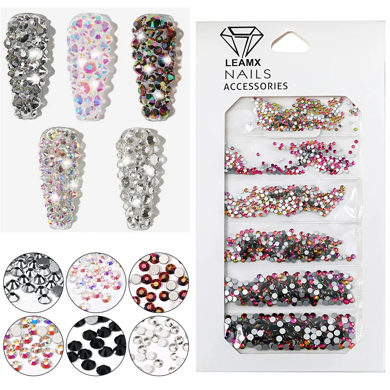 

1 Piece Nail Supplies 3D Glamour Flat Bottom Diamond AB Symphony Rhinestone Rose Gold Silver Mixed Size DIY Nail Art Accessories