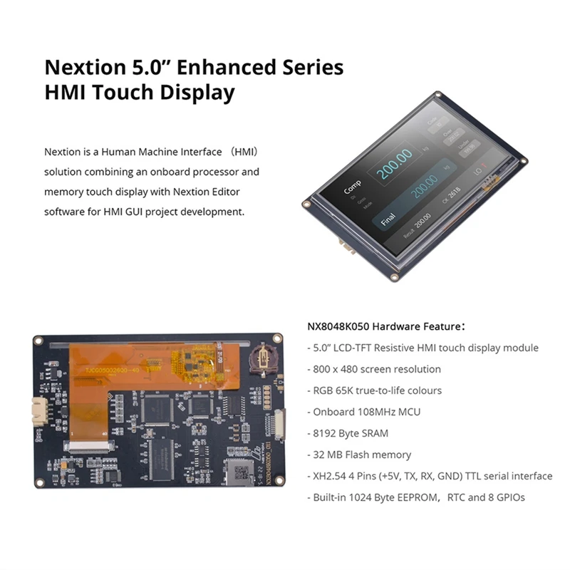 Nextion NX8048K050 5 0-дюймовый расширенный сенсорный дисплей HMI серии