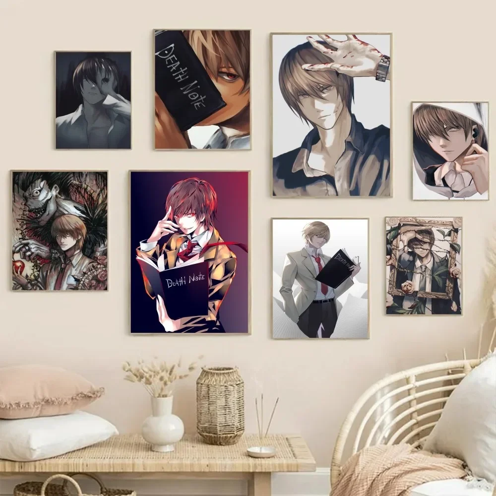 Популярный аниме Death Note Yagami Light Poster HD Wall Art для домашнего бара кафе современный
