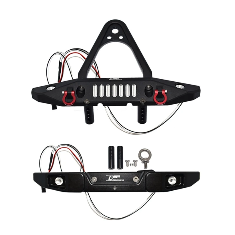 

Металлический передний и задний бампер с буксировочным крюком, светодиодные фары для Axial SCX6 AXI05000 JEEP JLU 1/6, радиоуправляемая модель автомобил...