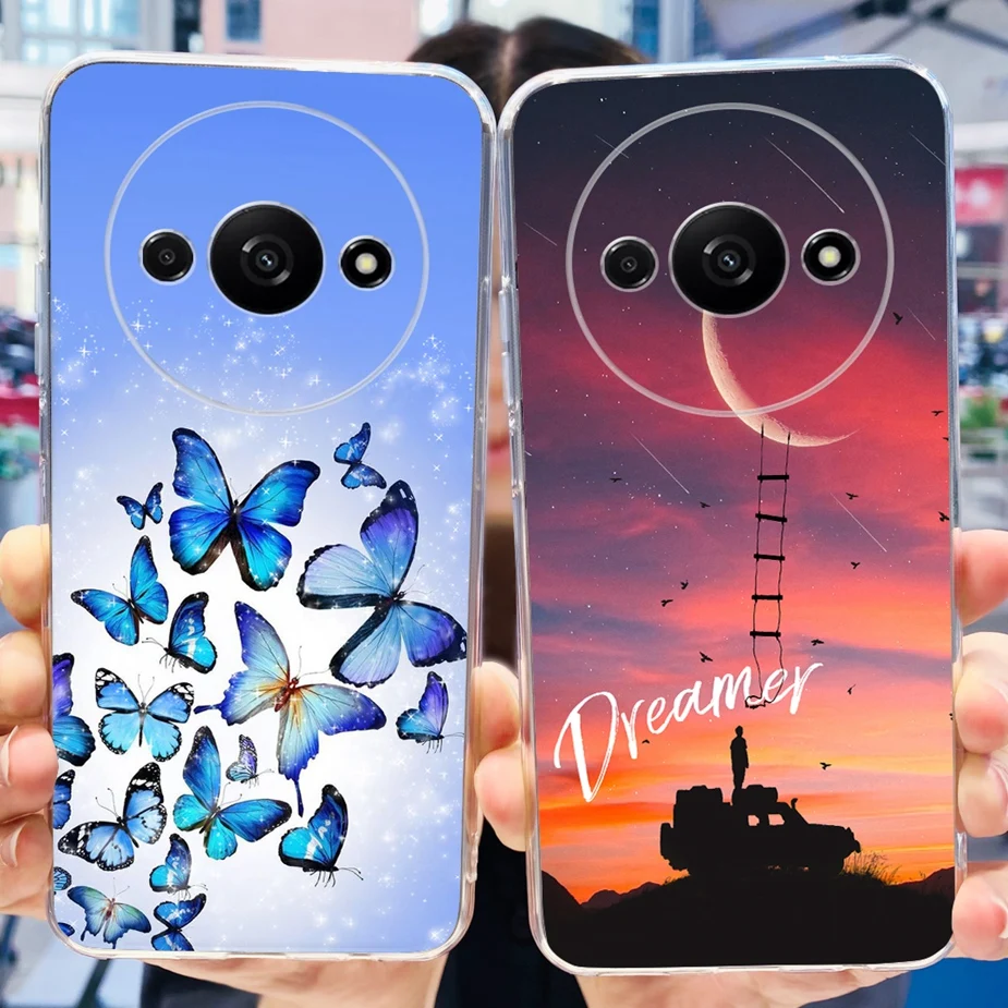 Чехол для Xiaomi Redmi A3 Стильный чехол с рисунком бабочки прозрачный силиконовый