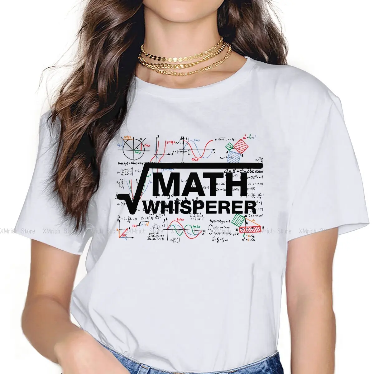 

Nerd Geometry Trigonometry Women T Shirts Funny Math Novelty Tees Short Sleeve Crew Neck T-Shirt 100% Cotton Party Tops