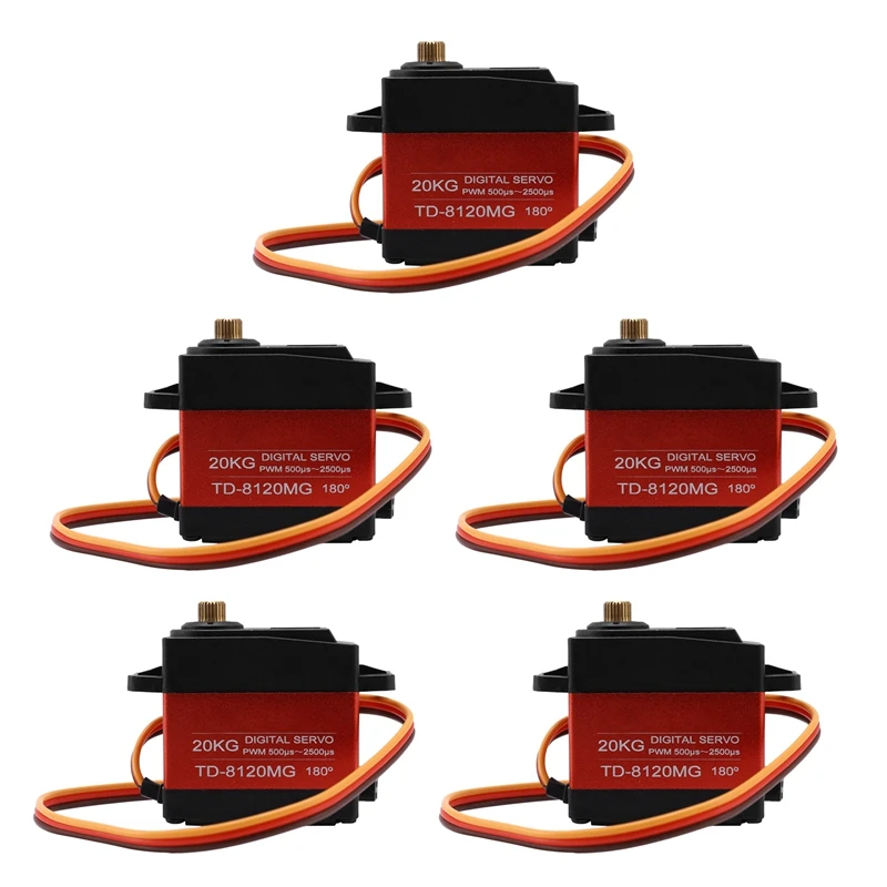 

5X Td-8120Mg Waterproof Metal Gear Digital Servo With 20Kg High Torque 180Angle For Rc Remote Control Car Model Vehicle