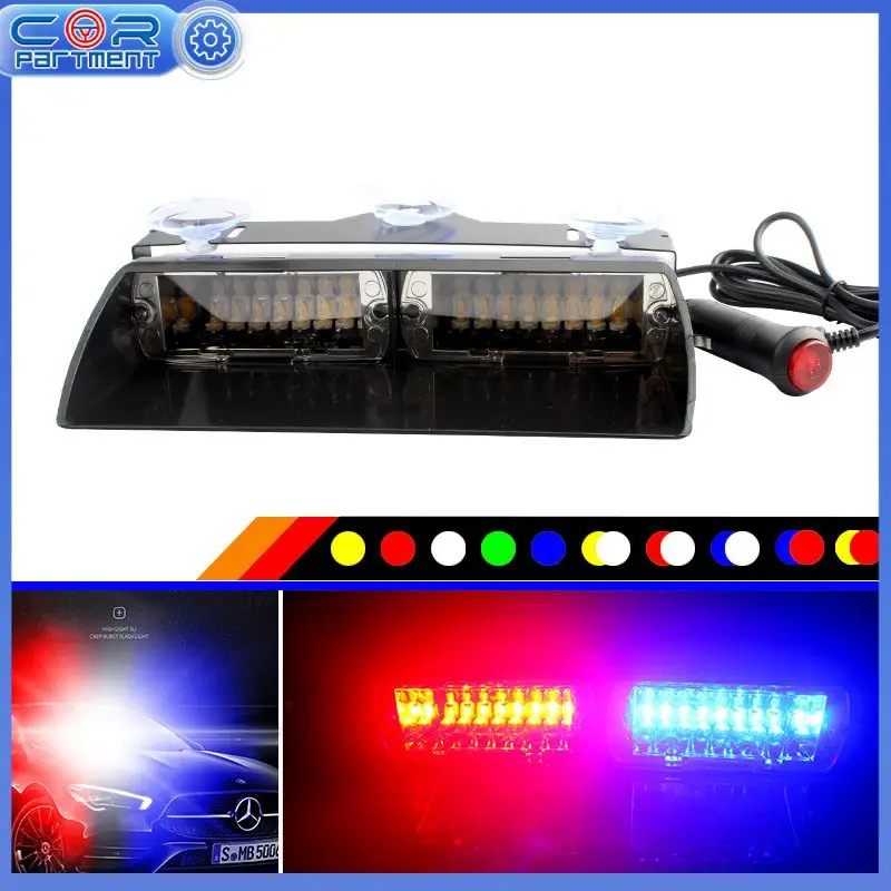 

Car Truck Emergency Flasher Dash Strobe Warning Light Day Running Flash Led Police Lights 16 LEDs 18 Flashing Modes 12V 12000MCD