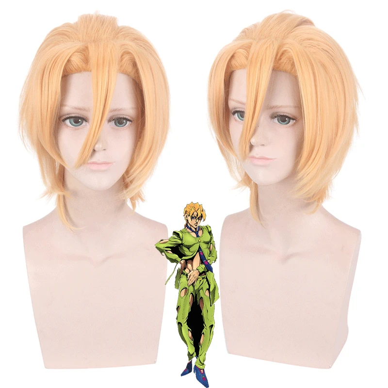 JOJO's Bizarre Adventure Pannacotta Fugo cosplay Wig JOJO Golden Wind Head Costume Halloween Party Wigs 35cm