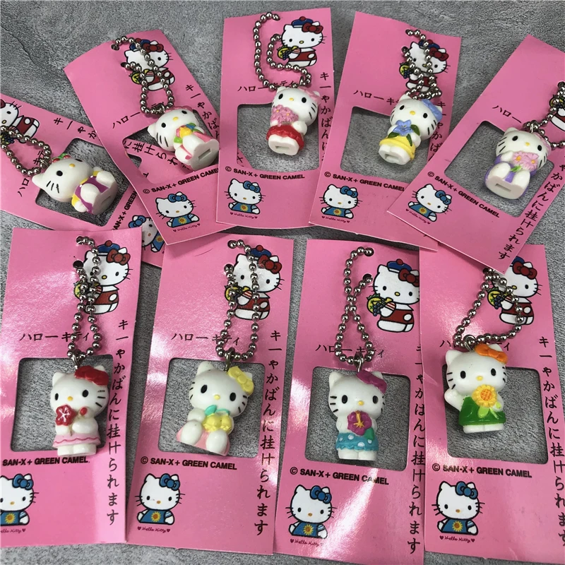 

Original Sanrio Hello Kitty Kawaii Action Figure Cute Cat Doll Keychain Bag Pendant 2-3cm Anime Figurine Model Toys