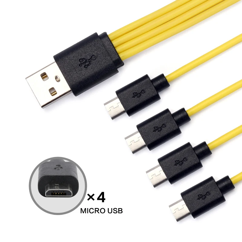 

4 in 1 Multi-function 25cm Rechargeable Battery Charging Cable 4 Micro USB Charging Cable for 18650 Battery for Android 2 3 in 1