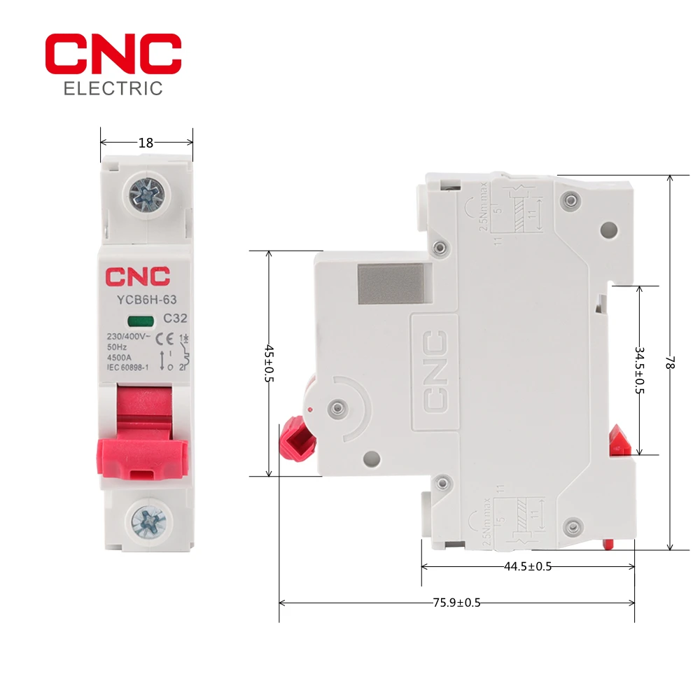 CNC 12 шт. YCB6H-63 1P MCB миниатюрный автоматический выключатель с креплением на Din-рейку