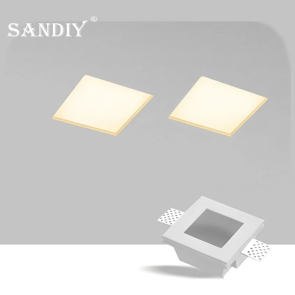 SANDIY Гипсовый прожектор встраиваемый светильник GU10 Spot Lamp квадратный гипсовый