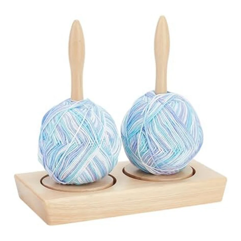 

1 PCS For Sewing Double Yarn Spindle Holders Rotatable Wooden Yarn Skein Spinner For Knitting Embroidery