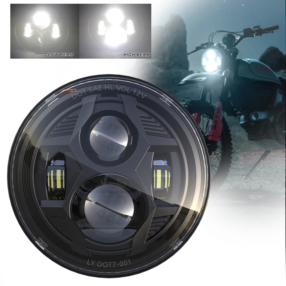 

7" Inch H4 LED moto Headlight For Harley Davidsion Softail Slim Fat Boy 7inch Headlights With DRL Hi/Low Led Motorcycle Headlamp