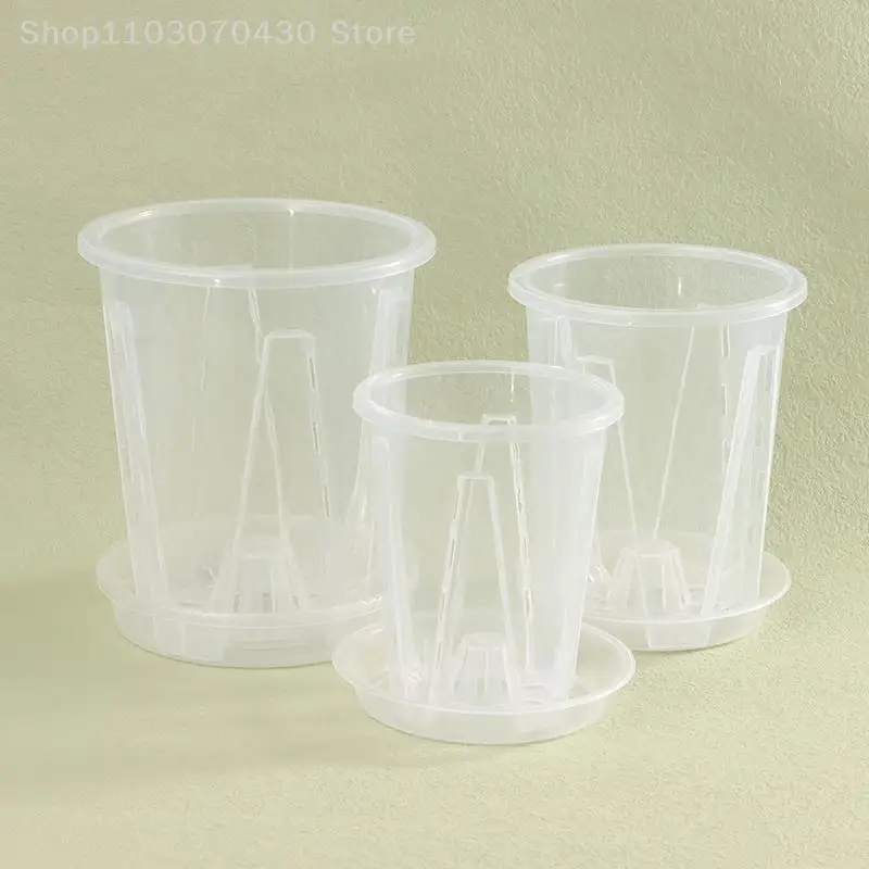 Прозрачный цветочный горшок с подносом для растений орхидеи 1 шт.