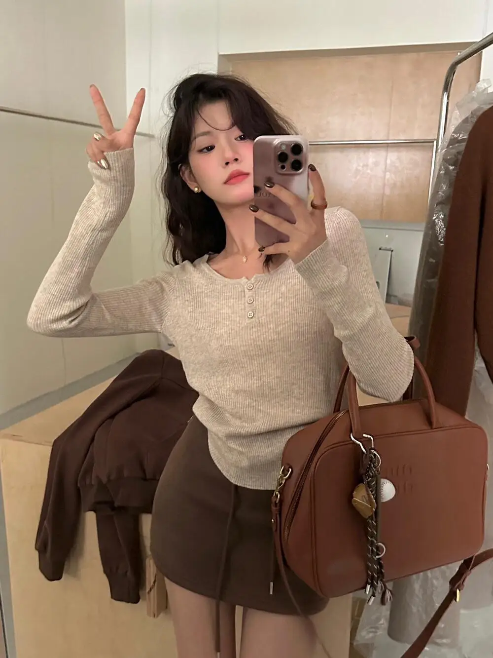 Милая Клубная Новинка Осень 2024 милая простая и универсальная трикотажная