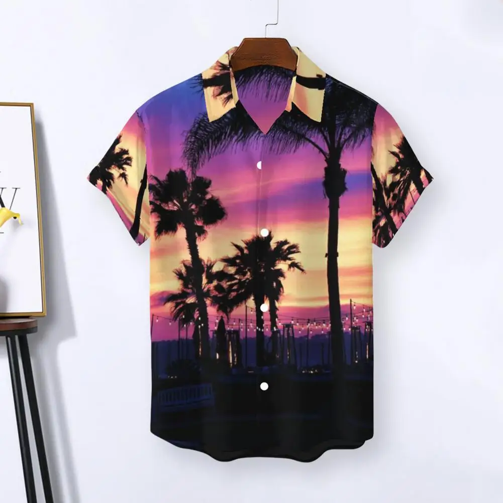 

Stylish Summer Shirt Short Sleeve Comfortable Vacation Style Hawaiian Shirt Cotton Blend Beach Shirt Beachwear