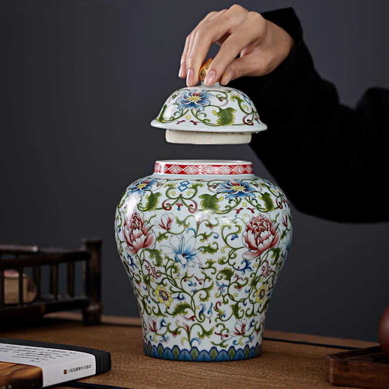 

Ceramic Storage Tank Tea Caddy Chinese Retro Desktop Storage Organization Store Tea Modern Home Decoration Ornaments Jars