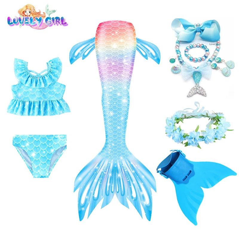 Mermaid Tails with Monofin LovelyGirl Mermaid Costume Children Cosplay Girl Little Mermaid Dress Girls Mermaid Birthday Present