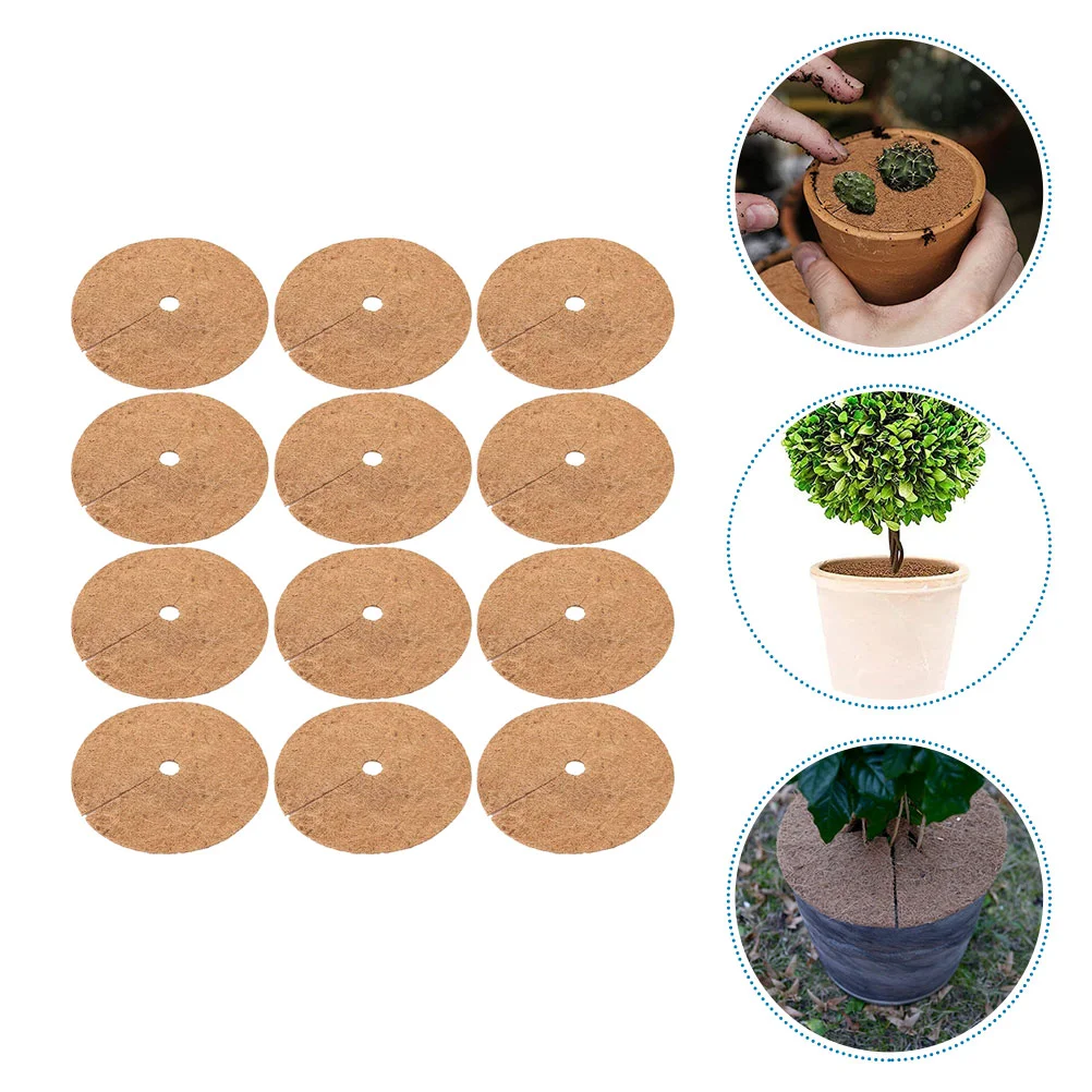 

12 Pcs Flower Pot Coir Mat Coco Fiber Mulch Red Outfit Ring Breathable Flowerpot Rings Set Tree Pad Liner
