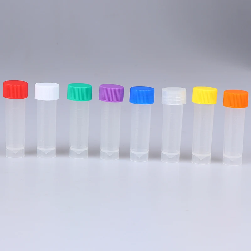 

10Pcs 5ml Plastic Test Tubes Vial With Screw Seal Cap Pack Container